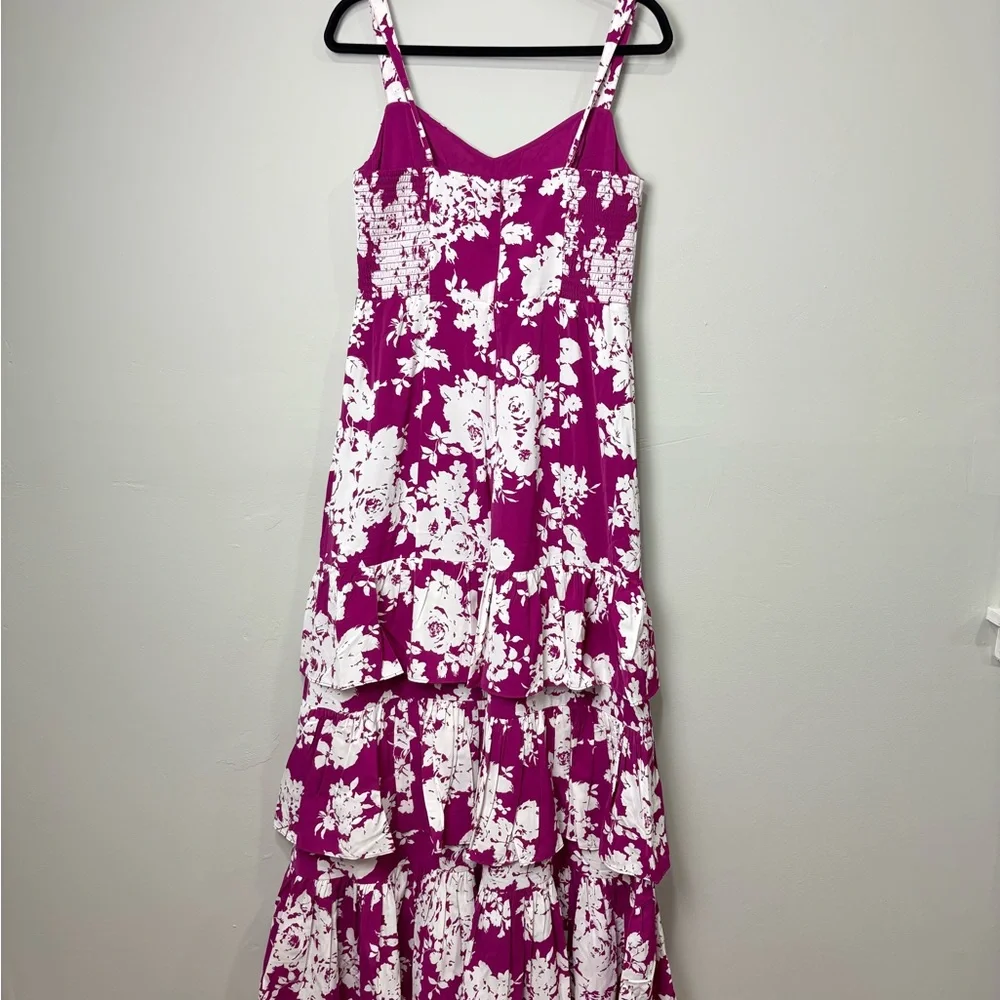 Abercrombie & Fitch Floral Pink Drama Ruffle T Maxi Dress NWT